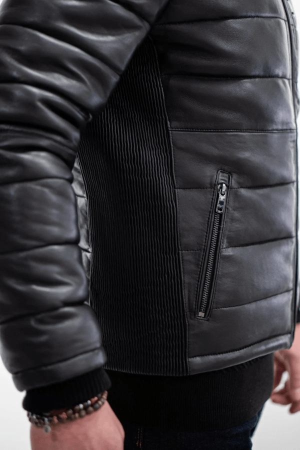 UB Fashion Doute” black quilted leather jacket