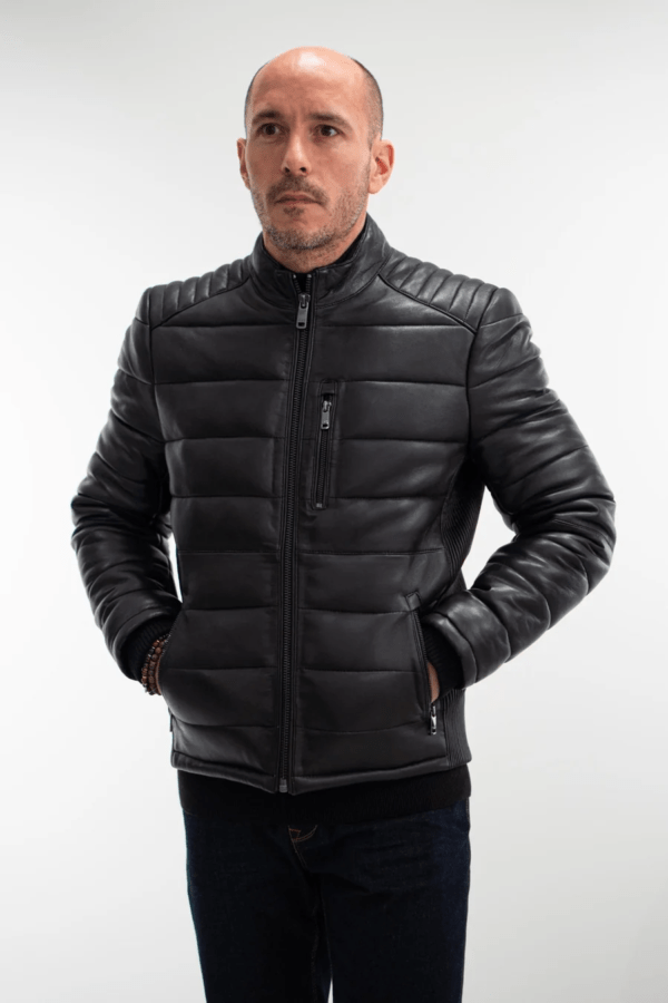 UB Fashion Doute” black quilted leather jacket