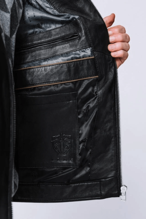 UB Fashion Dump” black leather jacket