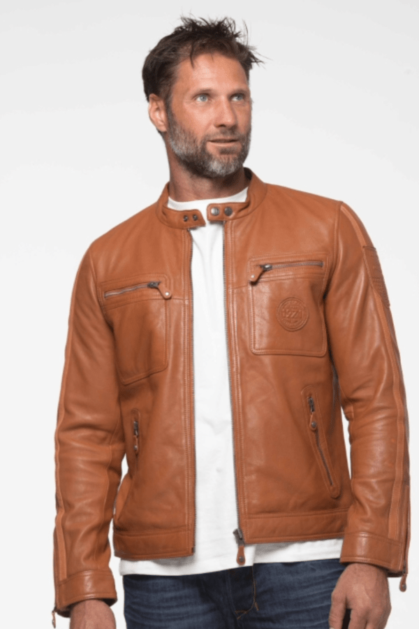 UB Fashion Perfecto Dennis Camel Color Leather Jacket (Lamb Skin)