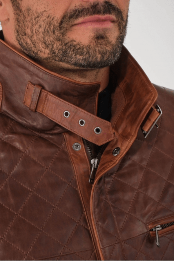 UB Fashion ROYAL Camel Padded Leather Jacket