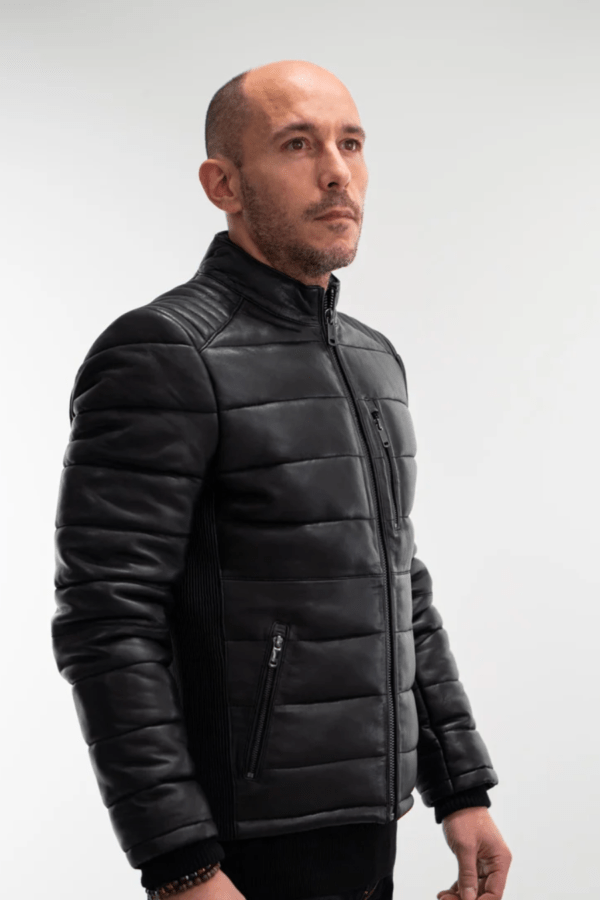 UB Fashion Doute” black quilted leather jacket