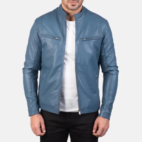 UB FASHION IONIC BLUE LEATHER JACKET