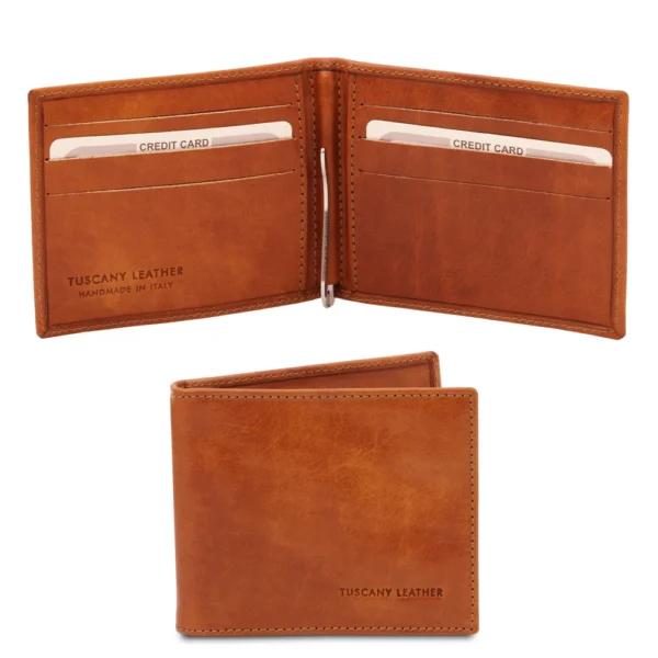 UB FASHION Exclusive Italian Leather Card Holder With Money Clip