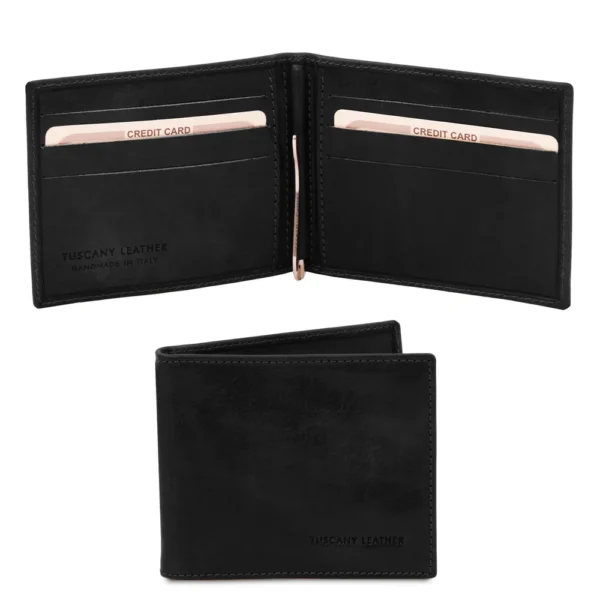 UB FASHION Exclusive Italian Leather Card Holder With Money Clip